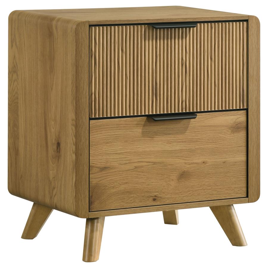 Home & Sleep Outlet - Bennett 2-drawer Bedroom Nightstand Bedside Table Light Oak