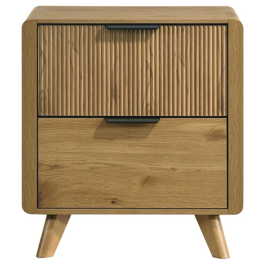 Home & Sleep Outlet - Bennett 2-drawer Bedroom Nightstand Bedside Table Light Oak