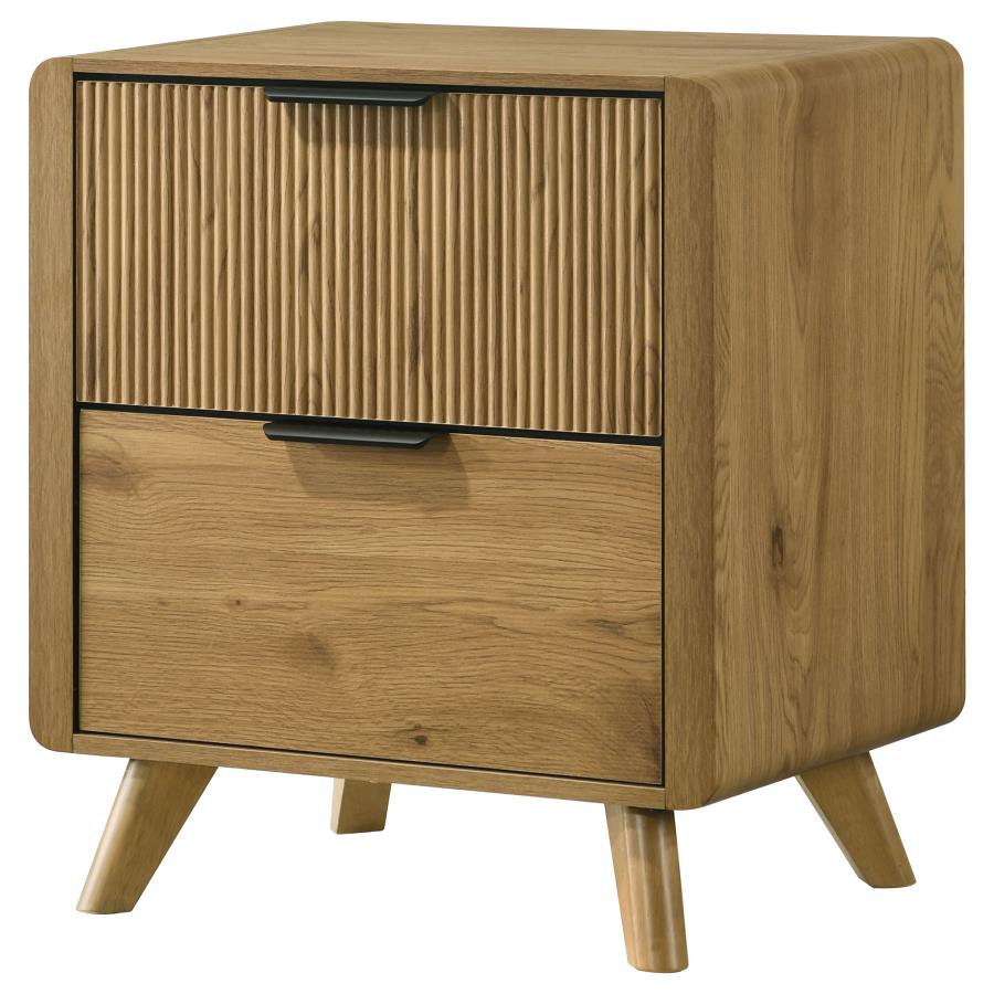 Home & Sleep Outlet - Bennett 2-drawer Bedroom Nightstand Bedside Table Light Oak