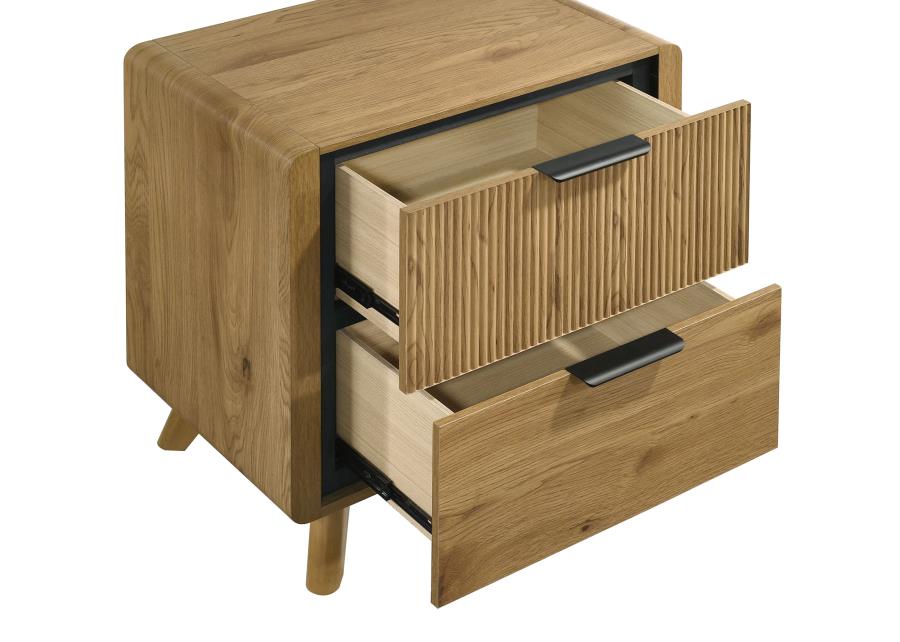 Home & Sleep Outlet - Bennett 2-drawer Bedroom Nightstand Bedside Table Light Oak