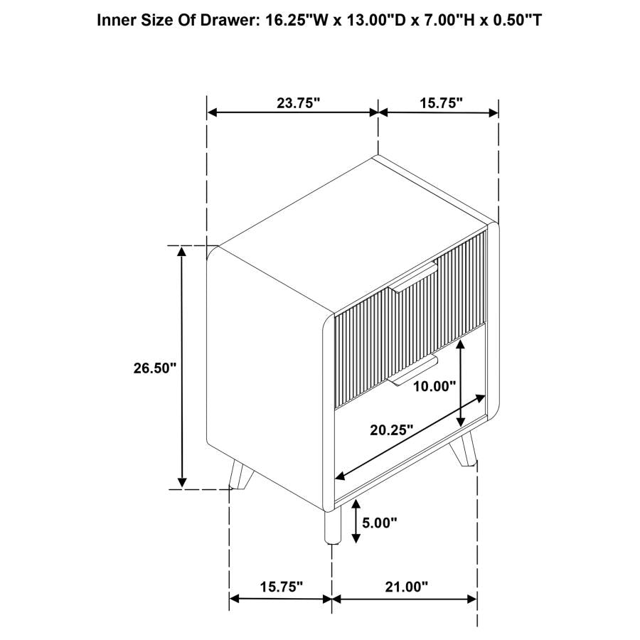 Home & Sleep Outlet - Bennett 2-drawer Bedroom Nightstand Bedside Table Light Oak