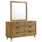 Home & Sleep Outlet - Bennett 6-drawer Bedroom Dresser and Mirror Set Light Oak