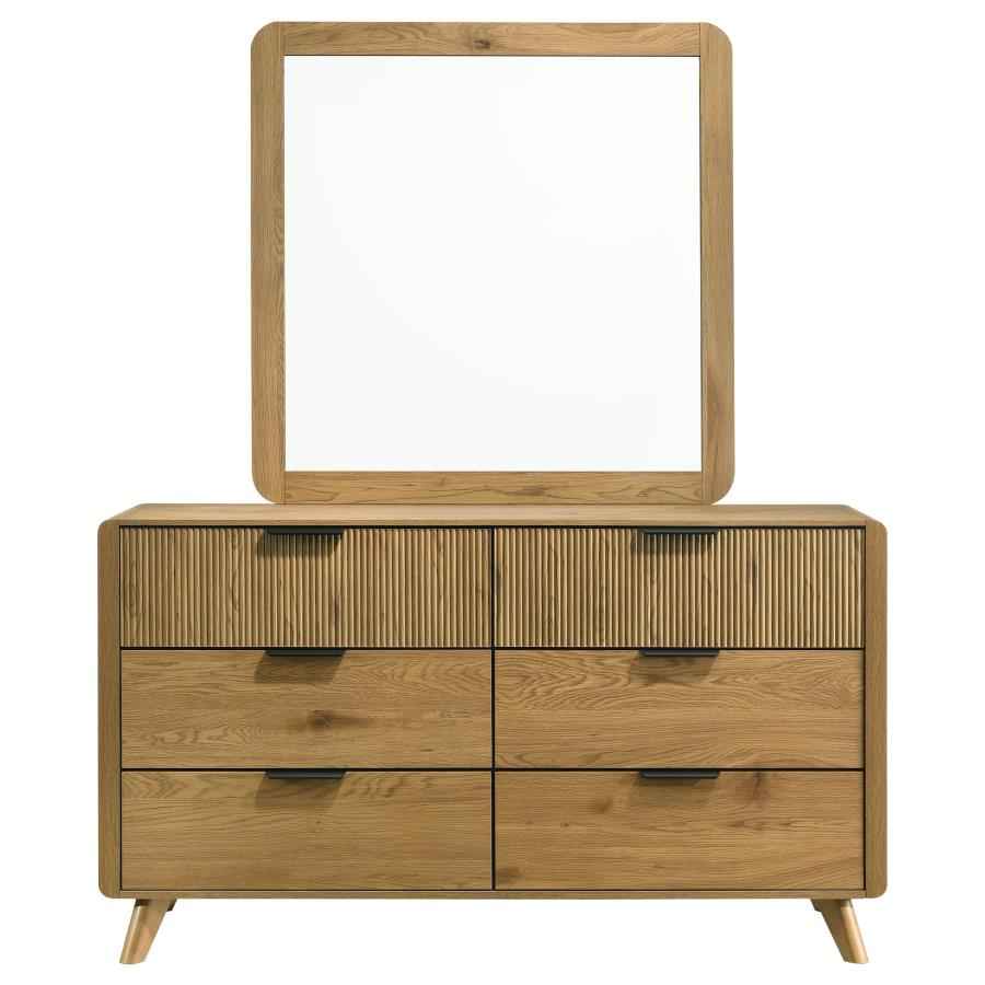 Bennett 6-drawer Bedroom Dresser and Mirror Set Light Oak