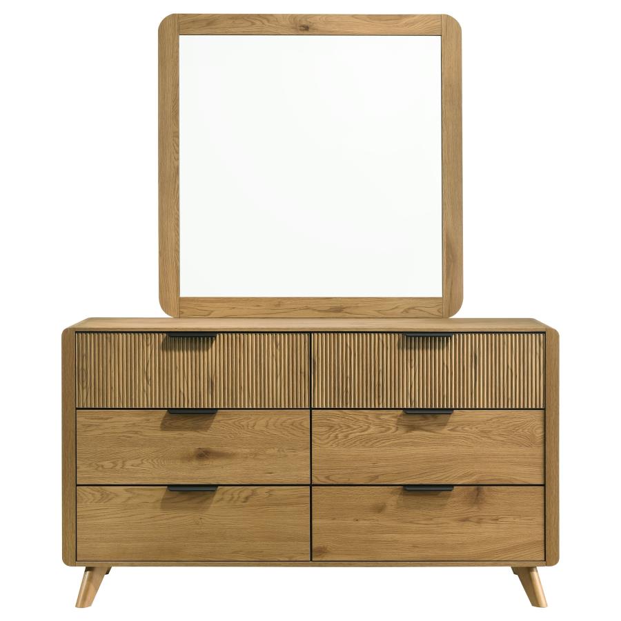 Home & Sleep Outlet - Bennett 6-drawer Bedroom Dresser and Mirror Set Light Oak