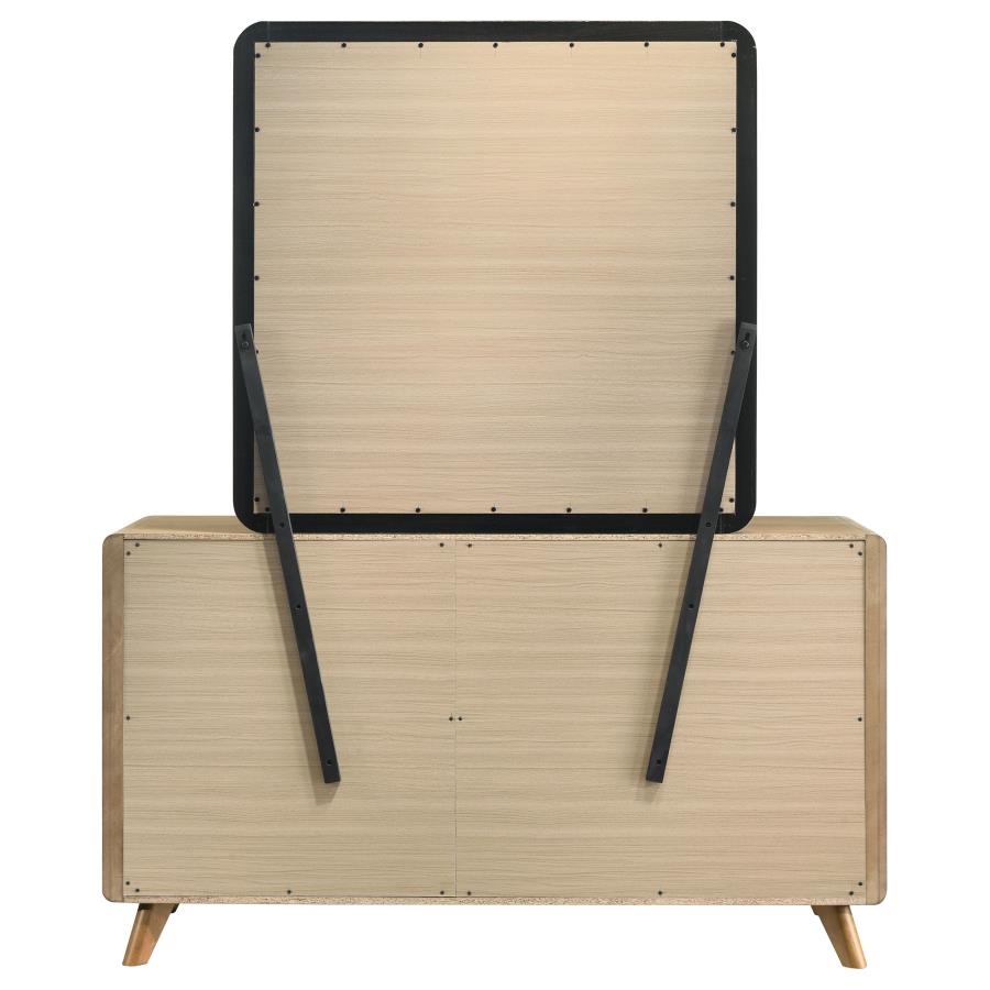 Home & Sleep Outlet - Bennett 6-drawer Bedroom Dresser and Mirror Set Light Oak