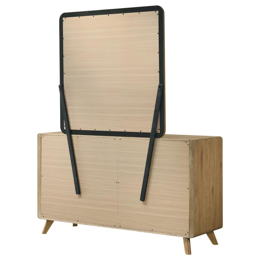 Home & Sleep Outlet - Bennett 6-drawer Bedroom Dresser and Mirror Set Light Oak