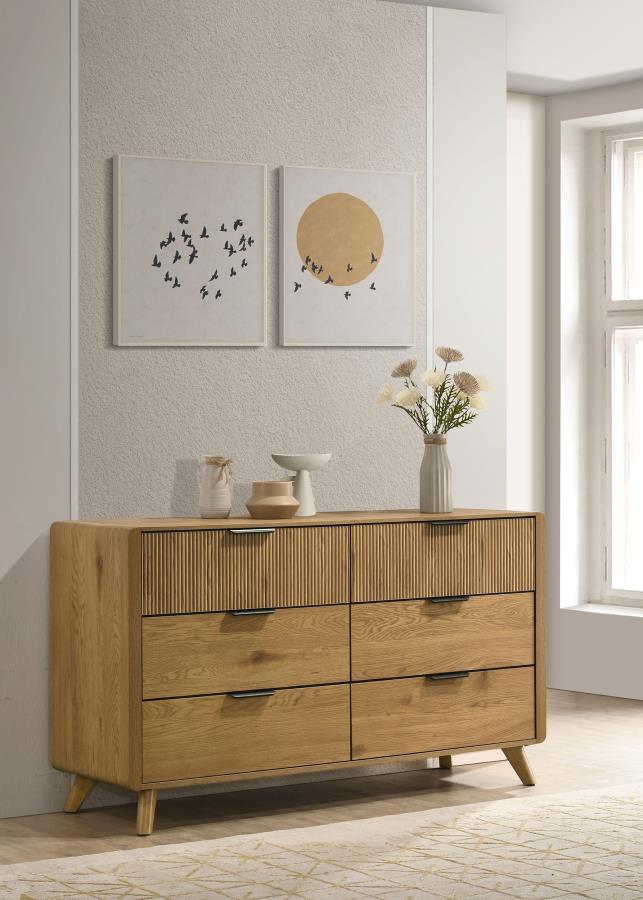 Home & Sleep Outlet - Bennett 6-drawer Bedroom Dresser Cabinet Light Oak