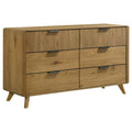 Home & Sleep Outlet - Bennett 6-drawer Bedroom Dresser Cabinet Light Oak