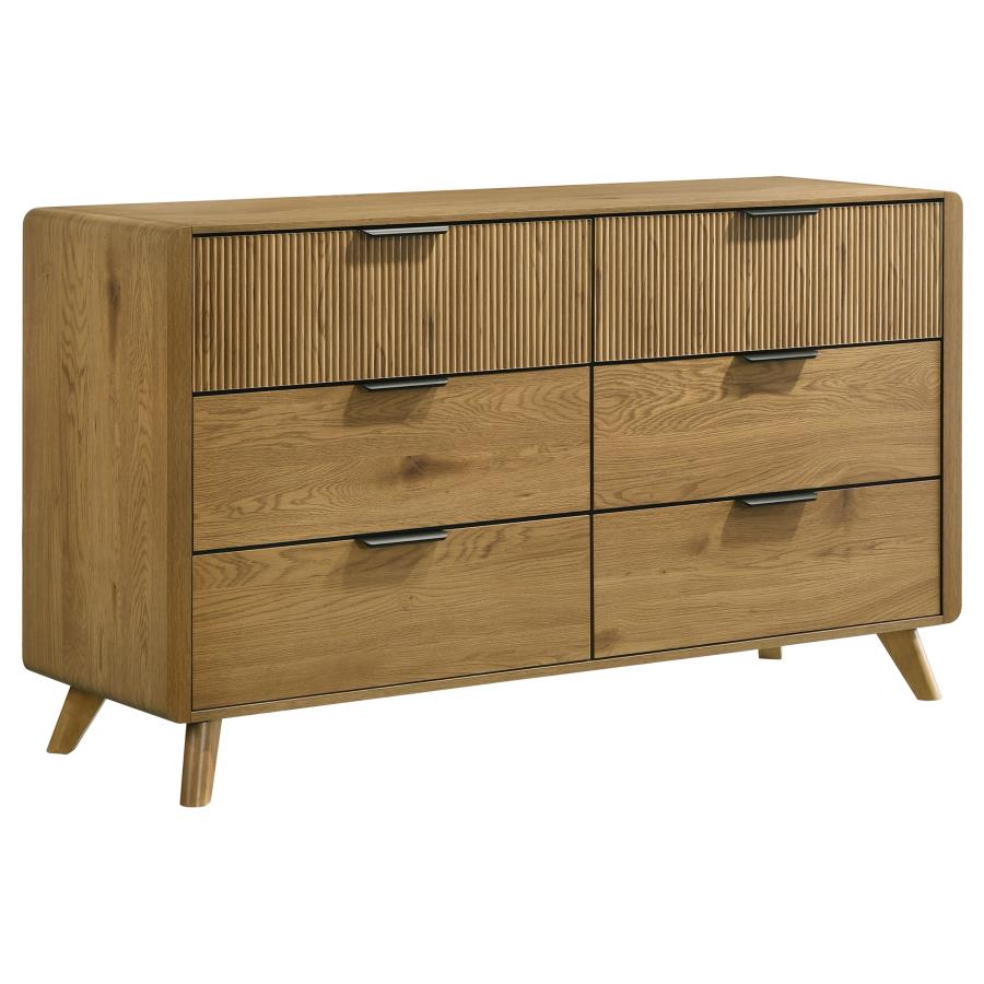 Home & Sleep Outlet - Bennett 6-drawer Bedroom Dresser Cabinet Light Oak