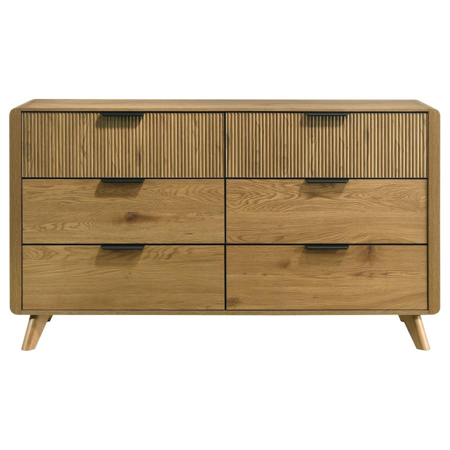 Home & Sleep Outlet - Bennett 6-drawer Bedroom Dresser Cabinet Light Oak