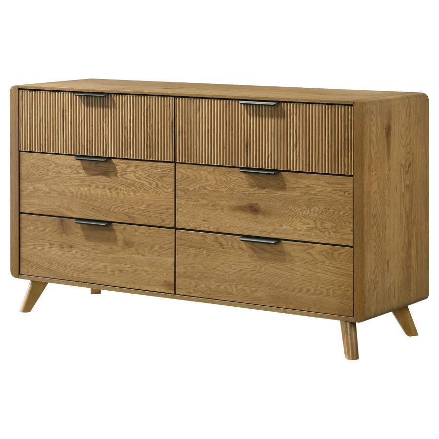 Home & Sleep Outlet - Bennett 6-drawer Bedroom Dresser Cabinet Light Oak