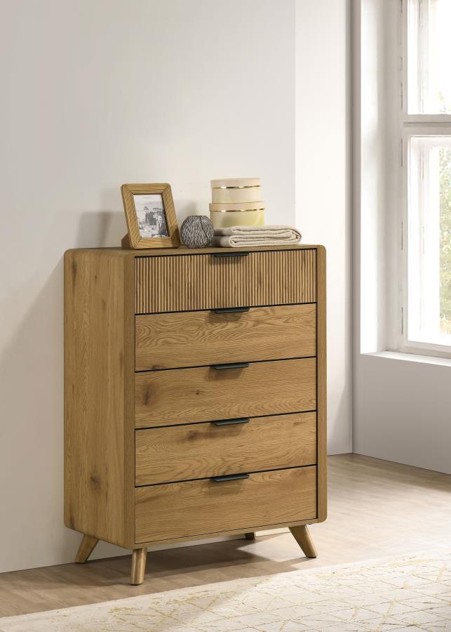 Home & Sleep Outlet - Bennett 5-drawer Bedroom Chest of Drawers Light Oak