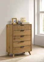 Home & Sleep Outlet - Bennett 5-drawer Bedroom Chest of Drawers Light Oak