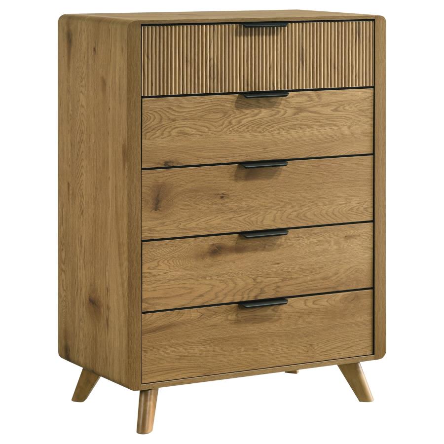 Home & Sleep Outlet - Bennett 5-drawer Bedroom Chest of Drawers Light Oak