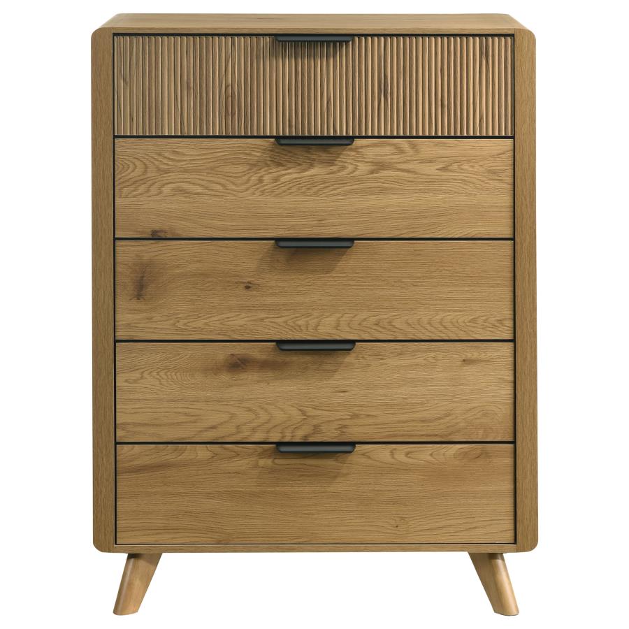 Home & Sleep Outlet - Bennett 5-drawer Bedroom Chest of Drawers Light Oak