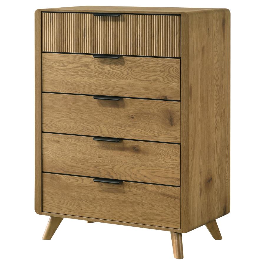 Home & Sleep Outlet - Bennett 5-drawer Bedroom Chest of Drawers Light Oak