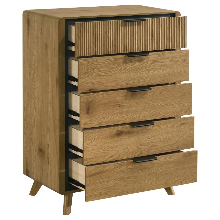 Home & Sleep Outlet - Bennett 5-drawer Bedroom Chest of Drawers Light Oak