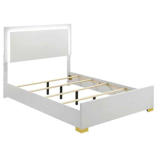 Marceline Wood Full LED Panel Bed White