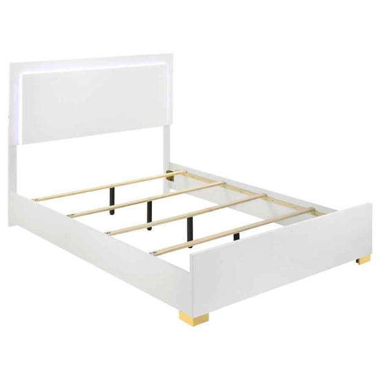 Marceline Wood Eastern King LED Panel Bed White