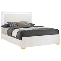 Marceline Wood Queen LED Panel Bed White - Home & Sleep Outlet