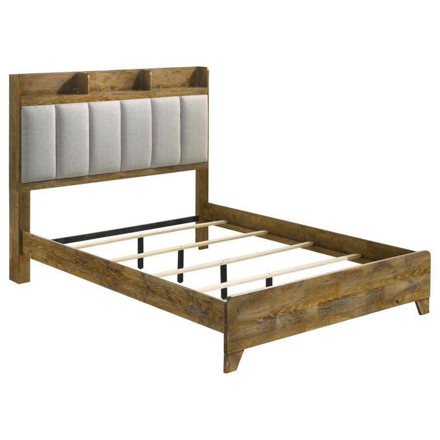 Home & Sleep Outlet - Henderson 57-inch Eastern King Bookcase Panel Bed Medium Oak