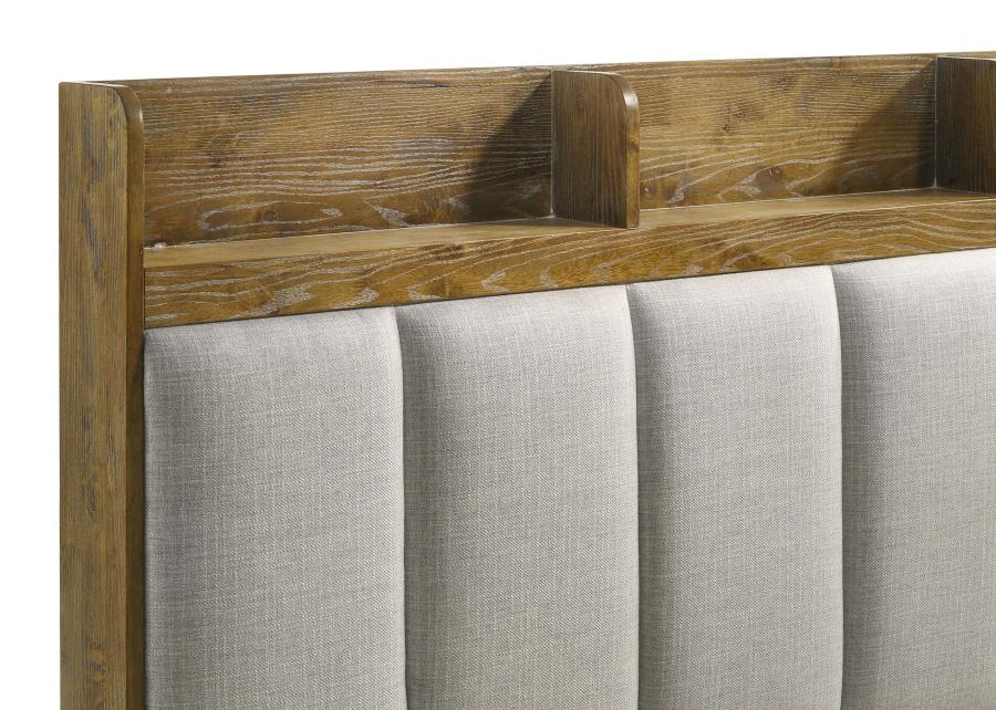 Home & Sleep Outlet - Henderson 57-inch Eastern King Bookcase Panel Bed Medium Oak