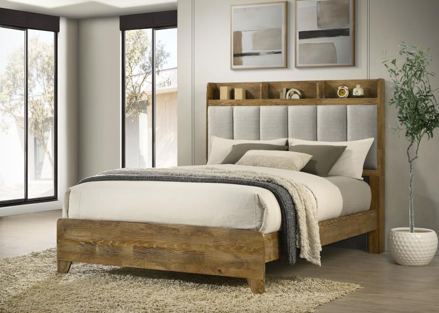 Home & Sleep Outlet - Henderson 57-inch Queen Bookcase Panel Bed Medium Oak