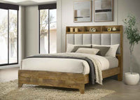 Henderson 57-inch Queen Bookcase Panel Bed Medium Oak - Home & Sleep Outlet