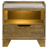 Henderson 1-drawer LED Nightstand Bedside Table Medium Oak - Home & Sleep Outlet