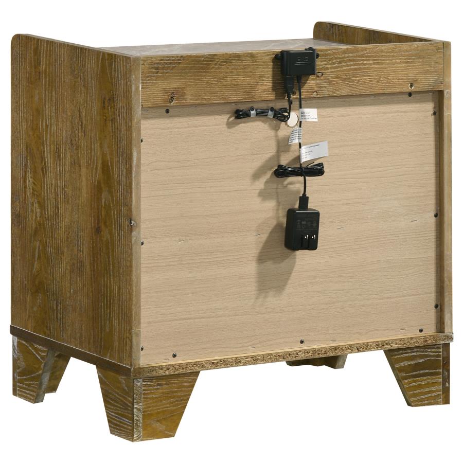 Henderson 1-drawer LED Nightstand Bedside Table Medium Oak
