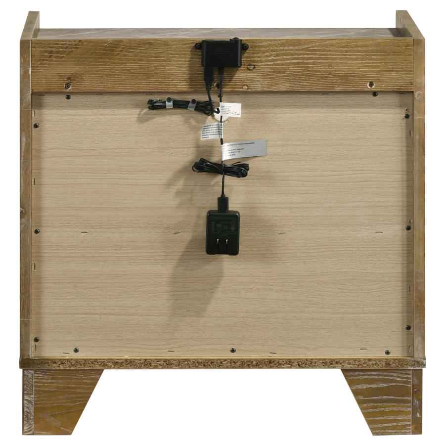 Henderson 1-drawer LED Nightstand Bedside Table Medium Oak - Home & Sleep Outlet