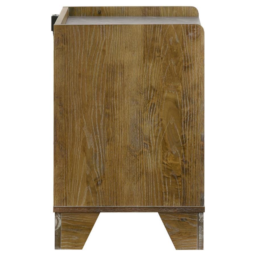 Henderson 1-drawer LED Nightstand Bedside Table Medium Oak - Home & Sleep Outlet
