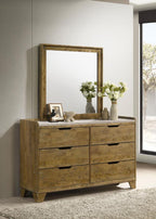 Home & Sleep Outlet - Henderson 6-drawer Bedroom Dresser with Mirror Medium Oak