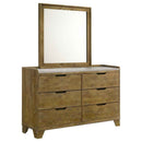 Henderson 6-drawer Bedroom Dresser with Mirror Medium Oak - Home & Sleep Outlet