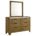 Home & Sleep Outlet - Henderson 6-drawer Bedroom Dresser with Mirror Medium Oak