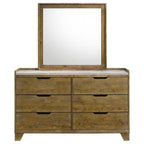 Home & Sleep Outlet - Henderson 6-drawer Bedroom Dresser with Mirror Medium Oak