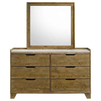 Henderson 6-drawer Bedroom Dresser with Mirror Medium Oak - Home & Sleep Outlet