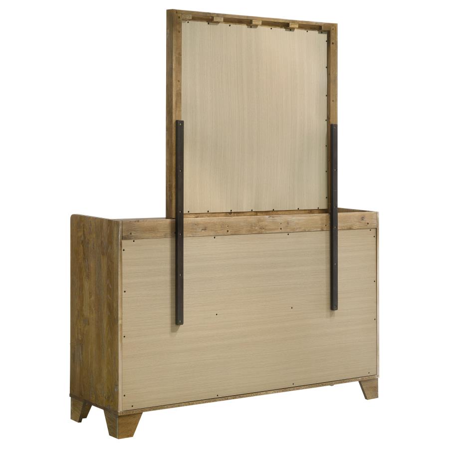 Home & Sleep Outlet - Henderson 6-drawer Bedroom Dresser with Mirror Medium Oak