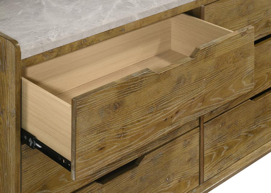 Home & Sleep Outlet - Henderson 6-drawer Bedroom Dresser with Mirror Medium Oak