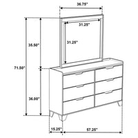 Henderson 6-drawer Bedroom Dresser with Mirror Medium Oak - Home & Sleep Outlet