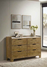 Henderson 6-drawer Bedroom Dresser Cabinet Medium Oak - Home & Sleep Outlet