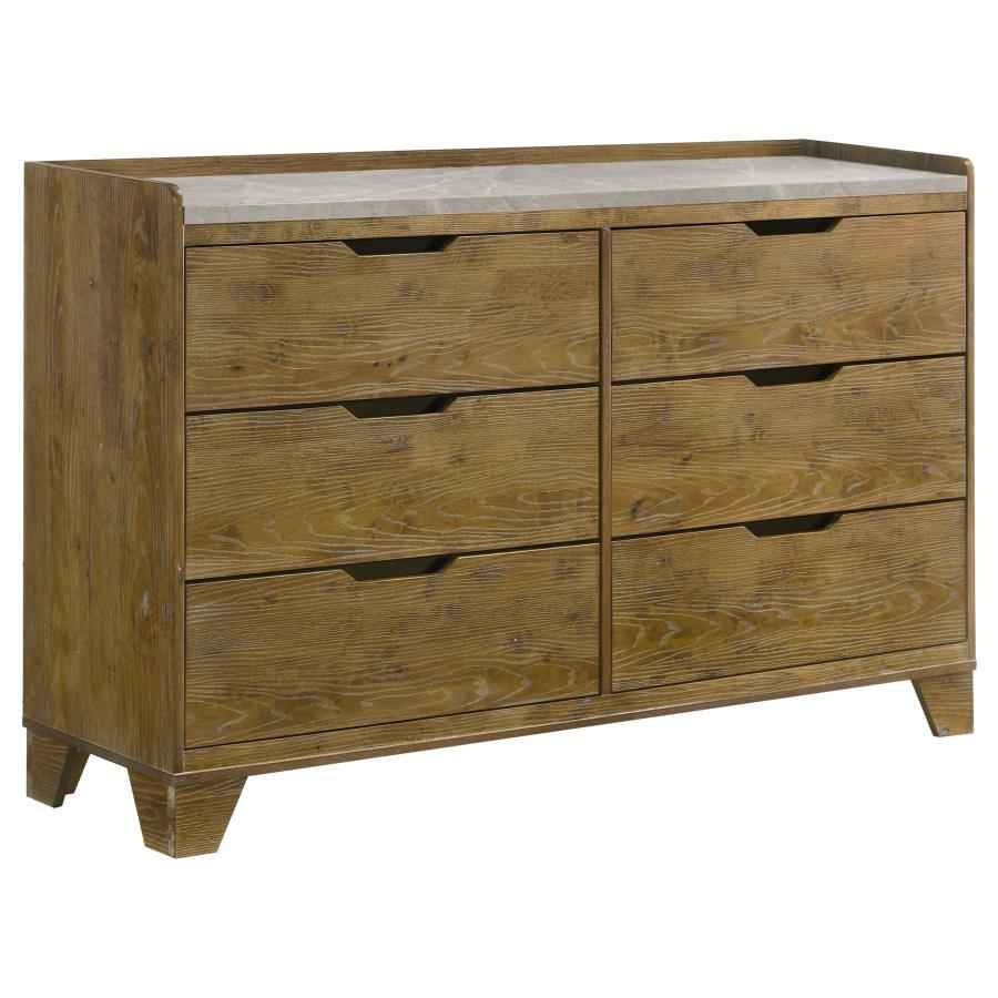 Henderson 6-drawer Bedroom Dresser Cabinet Medium Oak - Home & Sleep Outlet