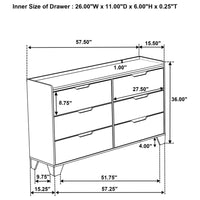 Henderson 6-drawer Bedroom Dresser Cabinet Medium Oak - Home & Sleep Outlet