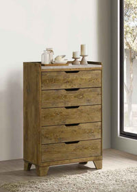 Henderson 5-drawer Bedroom Chest of Drawers Medium Oak - Home & Sleep Outlet