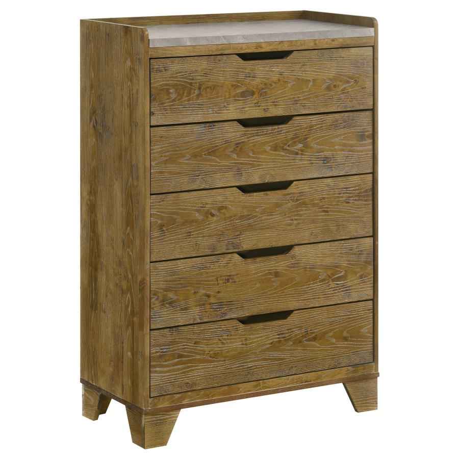 Henderson 5-drawer Bedroom Chest of Drawers Medium Oak - Home & Sleep Outlet