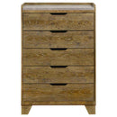 Henderson 5-drawer Bedroom Chest of Drawers Medium Oak - Home & Sleep Outlet