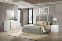 Ines 4-piece Eastern King Bedroom Set Grey and White High Gloss - Home & Sleep Outlet
