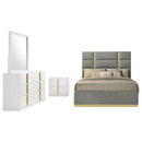 Ines 4-piece Eastern King Bedroom Set Grey and White High Gloss - Home & Sleep Outlet