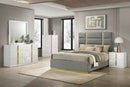 Ines 5-piece Eastern King Bedroom Set Grey and White High Gloss - Home & Sleep Outlet