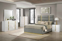 Ines 5-piece Eastern King Bedroom Set Grey and White High Gloss - Home & Sleep Outlet